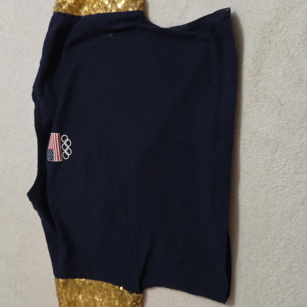 Hello Kitty Navy Blue Tee with Gold Sequin Sleeves - Picture 4 of 4